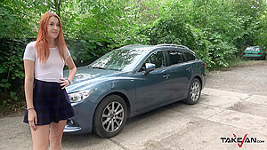 Redhead Gets Screwed On The Backseat In The Pick Up Van