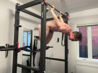 Young guy shows off his workout moves