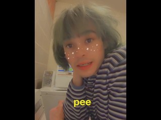 adorable tgirl pees in washing machine (naughty pee diary #1)