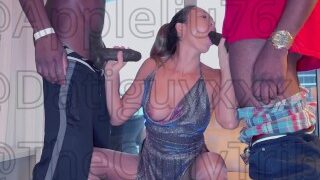 Asian MILF gets INSANELY fucked by 2 BBC movers!!!!