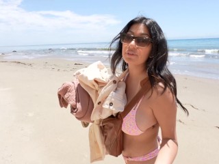 Cheating sister in law loves sucking cock in public so she took me to a nude beach – Cami Strella