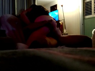 Hot tattoo Latino guy fingers my tight asshole while I grind and ride his cock