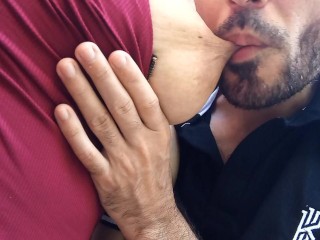 The Arab boy continues sucking hard on my big tits and enjoying being breastfed